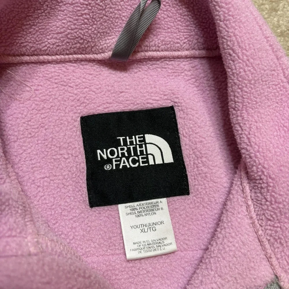 The North Face Denali Jacket Youth XL Pink‎ Gray Polartec Fleece Full Zip